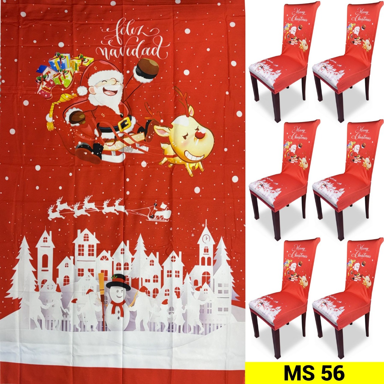 Set mantel + 6 fundas sillas NAVIDAD